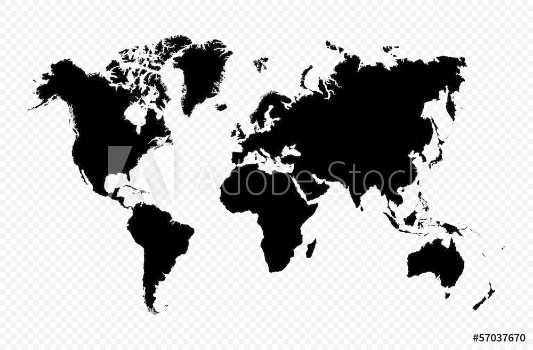 Picture of Black silhouette isolated World map EPS10 vector file